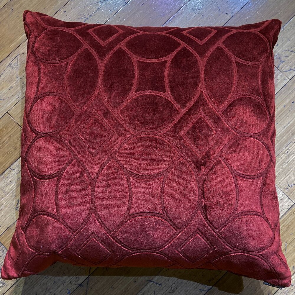 DV Kap Reidshire pillow Cinnabar chenille velvet embossed geometric lattice